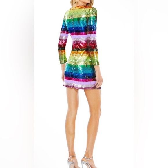 NWT Mac Duggal 93724 Multicolor Sequin Striped Dress size 2 - Picture 3 of 7